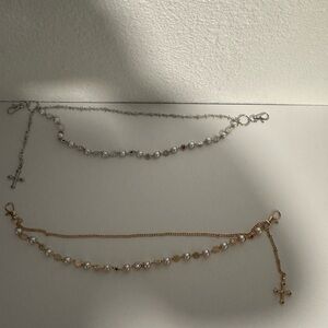 Elegant Silver and Gold Cross Wallet Chains